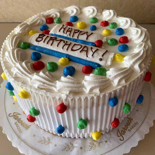 whipped cream cake birthday bubble dots